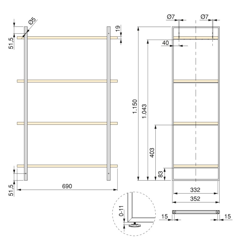 Set di telai per scaffali Lader, altezza 1790 mm, Acciaio, Verniciato nero