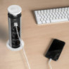 Multipresa estraibile Vertikal, 3 prese Schuko, 2 USB tipo A, Tecnoplastica e Alluminio, Verniciato nero