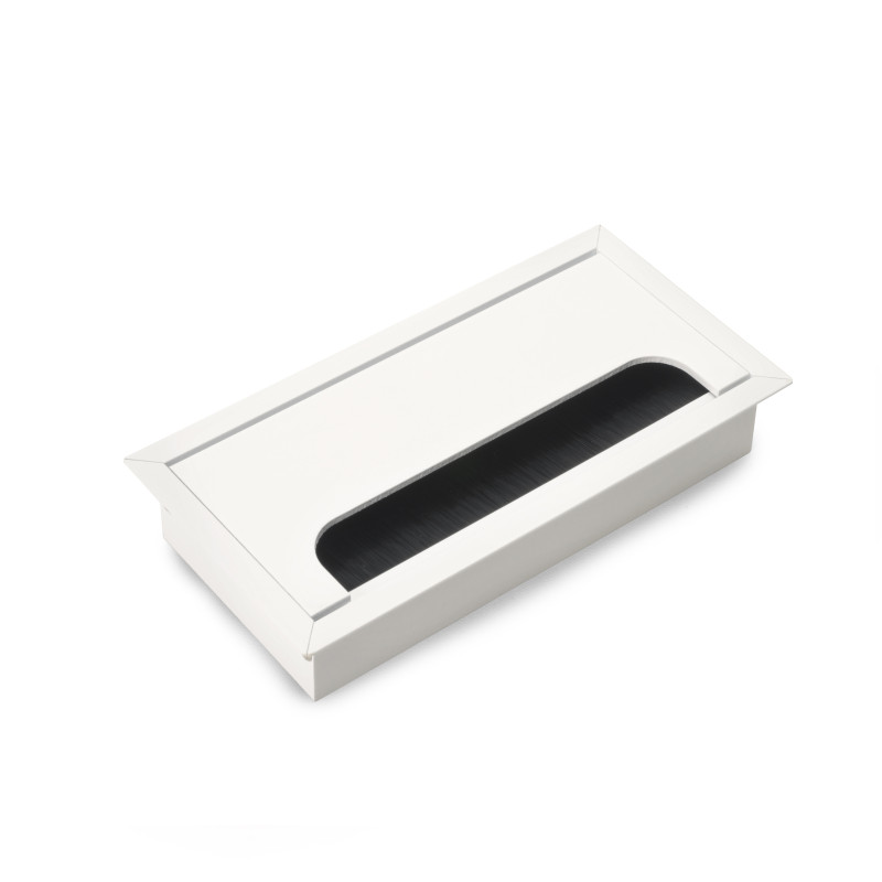 Passacavi da tavolo Emuca Quadrum, rettangolare, 159x80 mm, da incasso, Alluminio, Verniciato nero