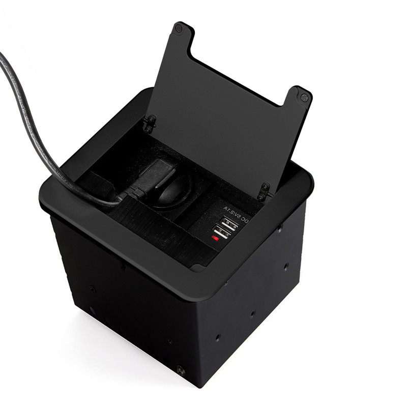 Multiconnettore da tavolo Atom 26 Lite, 225x111 mm, 2 prese Schuko, 1 USB Tipo A, 1 USB Tipo C, Zama-Acciaio-Plastica, Bia