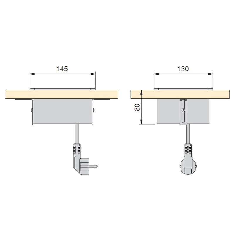 Multiconnettore da tavolo Atom 26 Lite, 225x111 mm, 2 prese Schuko, 1 USB Tipo A, 1 USB Tipo C, Zama-Acciaio-Plastica, Bia