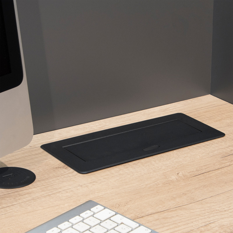 Multiconnettore da tavolo Atom 26 Lite, 225x111 mm, 2 prese Schuko, 1 USB Tipo A, 1 USB Tipo C, Zama-Acciaio-Plastica, Gri