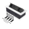 Multiconnettore Atom 26, 225x111mm, 2 prese Schuko, 1 USB Tipo A, 1 USB Tipo C, 1 RJ45, 1 HDMI, Zama-Acciaio-Plastica, Ner