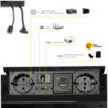Multiconnettore Atom 26, 225x111mm, 2 prese Schuko, 1 USB tipo A, 1 USB tipo C, 1 RJ45, 1 HDMI, Zama-Acciaio-Plastica, Gri