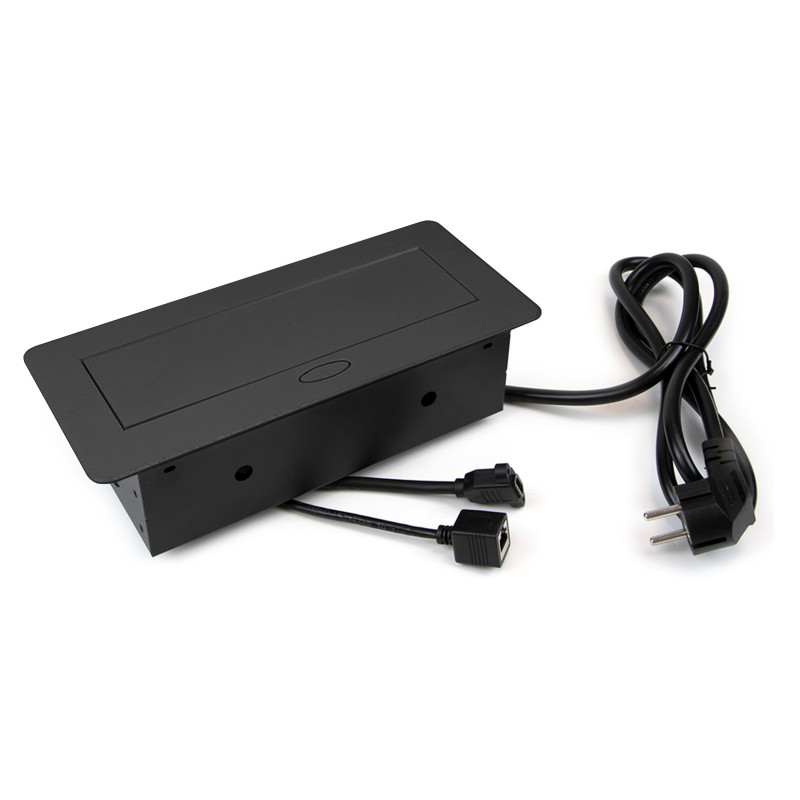 Multiconnettore Atom 26, 225x111mm, 2 prese Schuko, 1 USB tipo A, 1 USB tipo C, 1 RJ45, 1 HDMI, Zama-Acciaio-Plastica, Gri