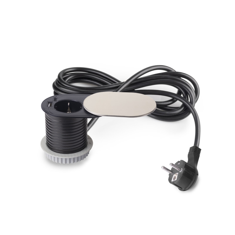 Caricabatterie wireless Airtop 2, con USB A, D.60mm, 5V DC / 2.1A (USB-10W/Qi-10W), Tecnoplastica, Nero