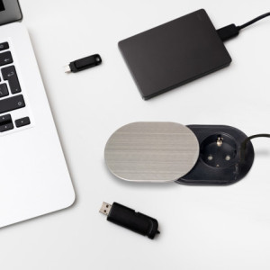 Zoom Caricabatterie wireless Airtop 2, con USB A, D.60mm, 5V DC / 2.1A (USB-10W/Qi-10W), Tecnoplastica, Nero