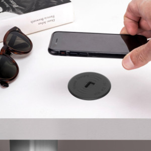 Zoom Caricabatterie wireless nascosto Airtop 2, D.60mm, 5V DC 2A (Qi-10W), Tecnoplastica, Nero