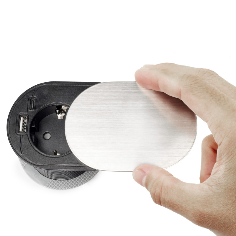 Caricabatterie wireless Airtop 2, con USB A, D.60mm, 5V DC / 2.1A (USB-10W/Qi-10W), Tecnoplastica, Nero