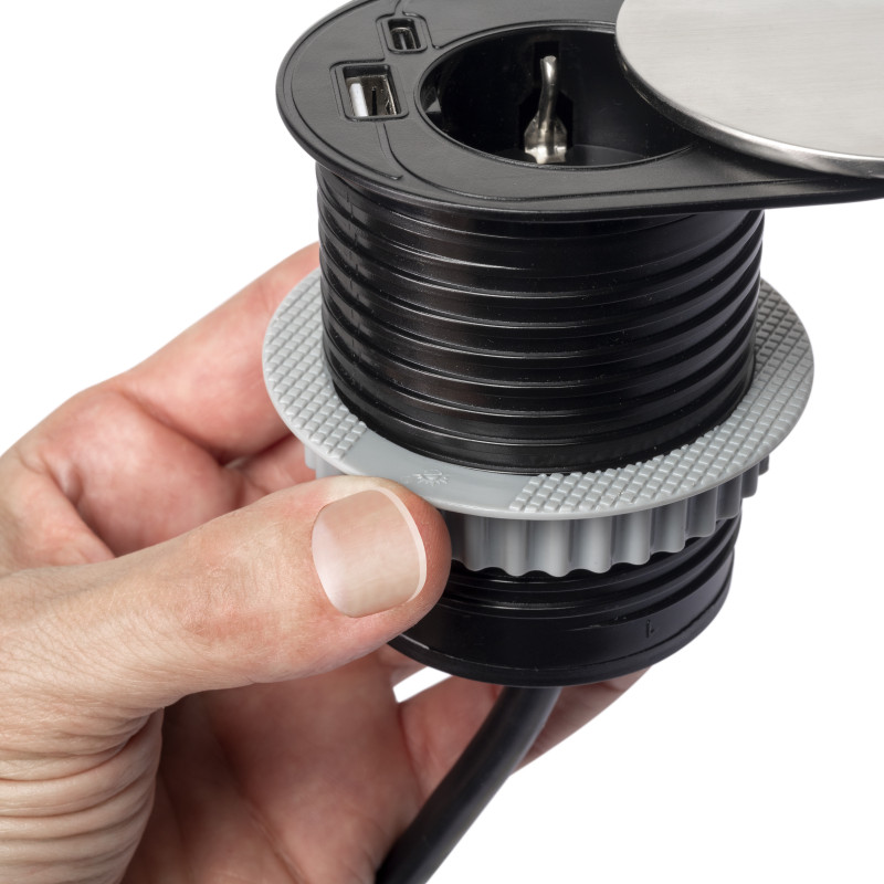 Caricabatterie wireless Airtop 2, con USB A, D.60mm, 5V DC / 2.1A (USB-10W/Qi-10W), Tecnoplastica, Nero