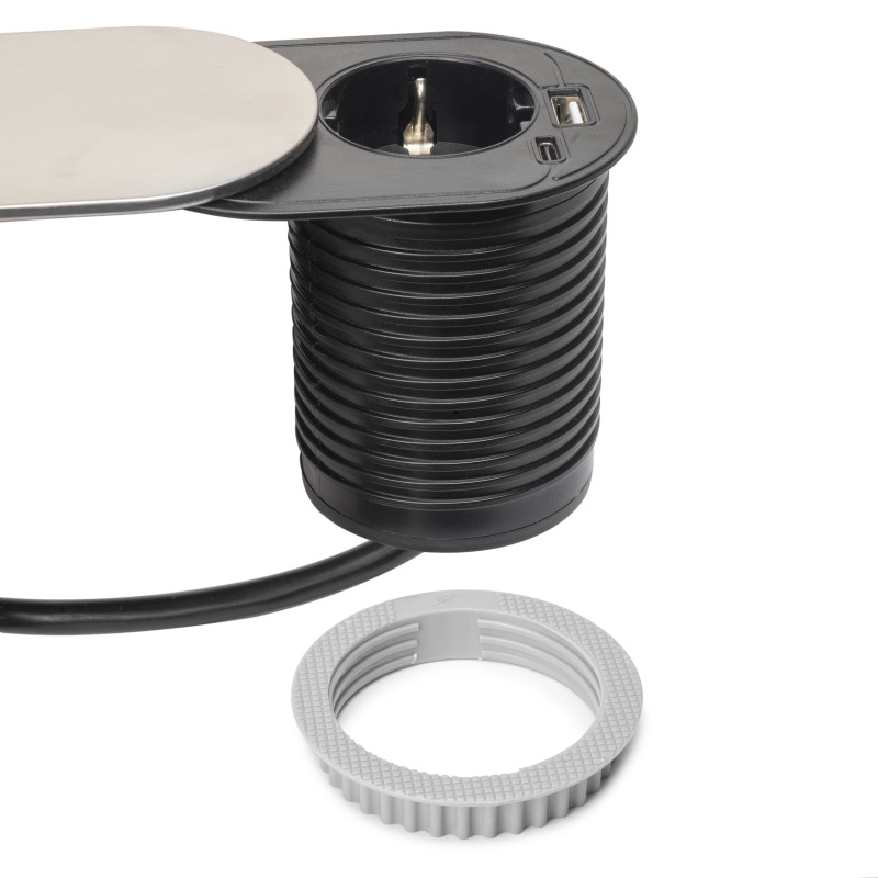 Caricabatterie wireless Airtop 2, con USB A, D.60mm, 5V DC / 2.1A (USB-10W/Qi-10W), Tecnoplastica, Nero