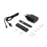 Multiconnettore estraibile Vertikal Push 60, diametro 60 mm, 3 prese Schuko, 1 USB tipo A, 1 USB tipo C, Acciaio e Tecnopl
