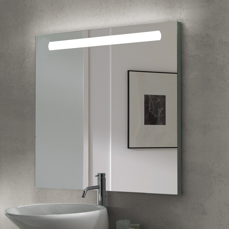 Specchio da bagno Cassiopeia con Illuminazione LED decorativa, diametro 60 cm, AC 230V 50Hz, 20W e 12W, Alluminio e Vetro
