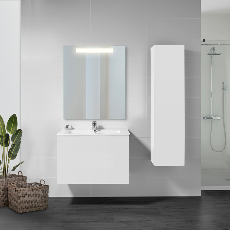 Specchio da bagno Cassiopeia con Illuminazione LED decorativa, diametro 60 cm, AC 230V 50Hz, 20W e 12W, Alluminio e Vetro