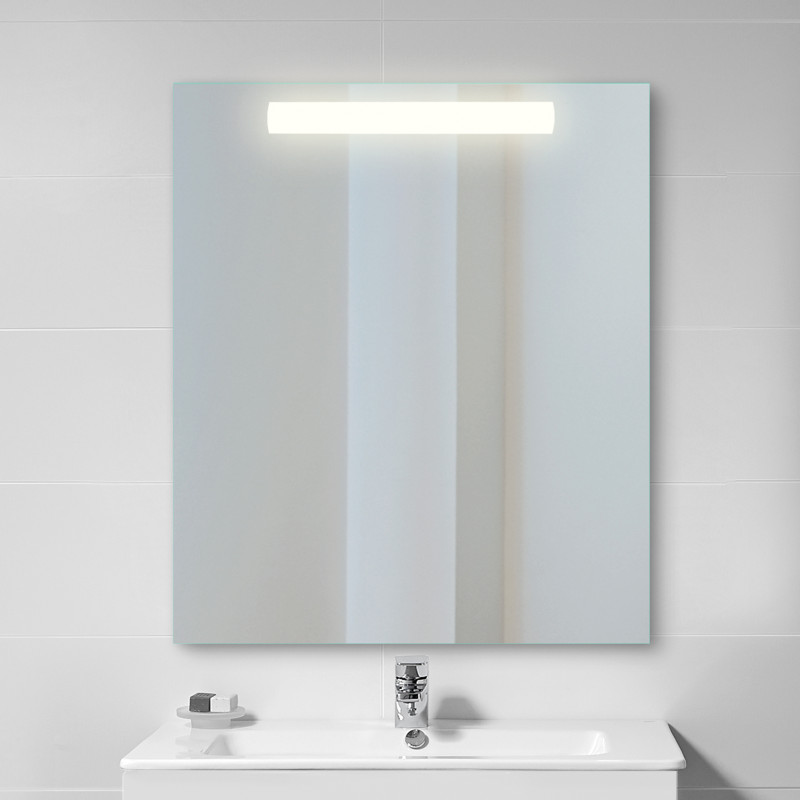 Specchio da bagno Cassiopeia con Illuminazione LED decorativa, diametro 60 cm, AC 230V 50Hz, 20W e 12W, Alluminio e Vetro