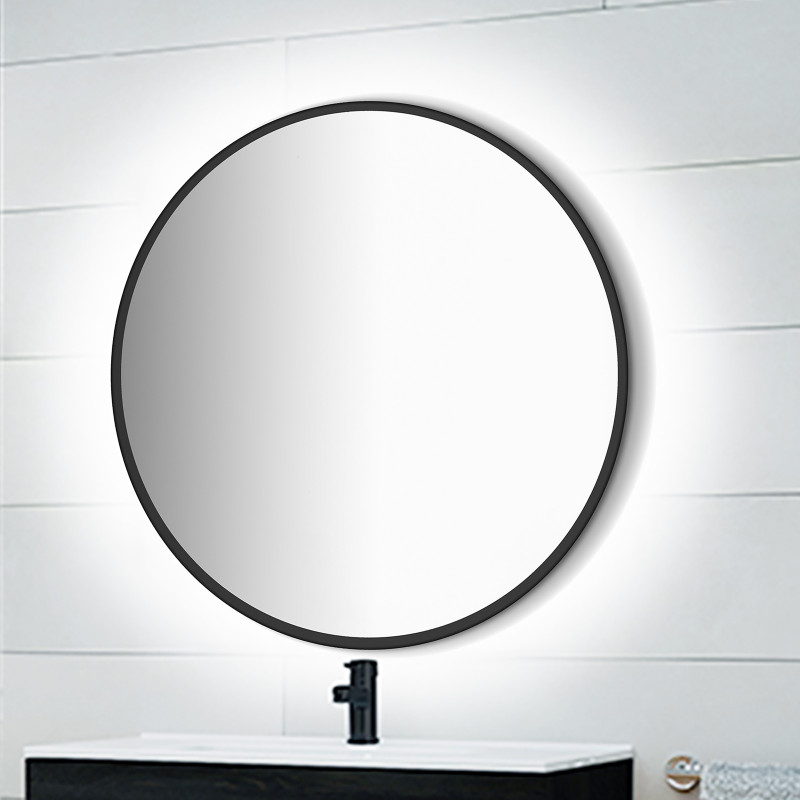 Heracles Specchio da bagno con illuminazione LED frontale e decorativa, AC 230V 50Hz, 34W, Tecnoplastica e Vetro