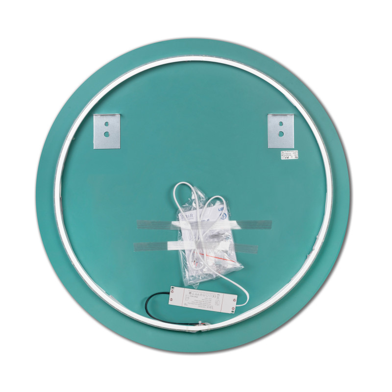 Heracles Specchio da bagno con illuminazione LED frontale e decorativa, AC 230V 50Hz, 34W, Tecnoplastica e Vetro
