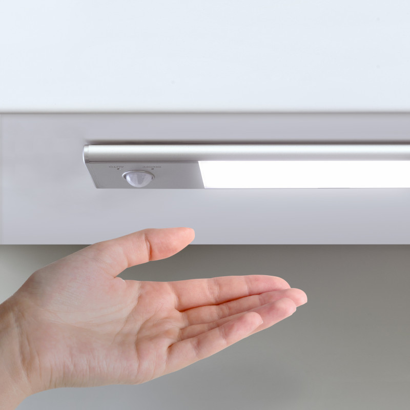 Lampada LED ricaricabile con USB Kaus con sensore di movimento, L600mm, Tecnoplastica e Alluminio, Anodizzato opaco