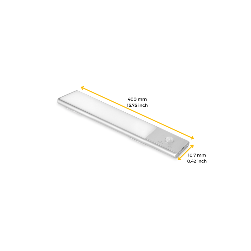 Lampada LED ricaricabile con USB Kaus con sensore di movimento, L600mm, Tecnoplastica e Alluminio, Anodizzato opaco