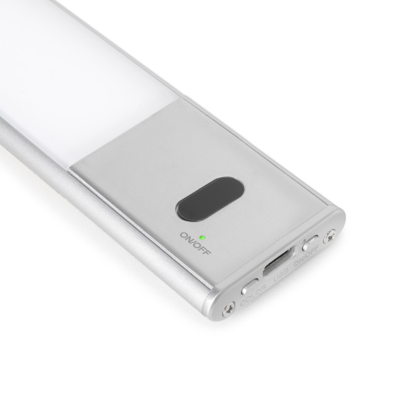 Lampada LED ricaricabile con USB Kaus con sensore di prossimità, L400mm, Tecnoplastica e Alluminio, Anodizzato opaco