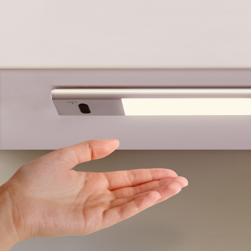 Lampada LED ricaricabile con USB Kaus con sensore di prossimità, L600mm, Tecnoplastica e Alluminio, Anodizzato opaco