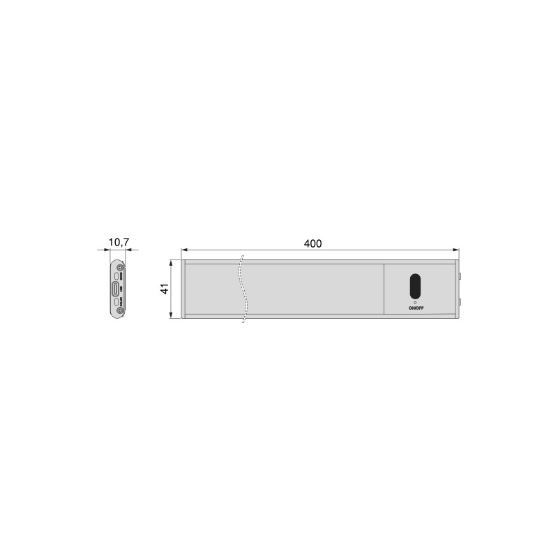 Lampada LED ricaricabile con USB Kaus con sensore di prossimità, L600mm, Tecnoplastica e Alluminio, Anodizzato opaco