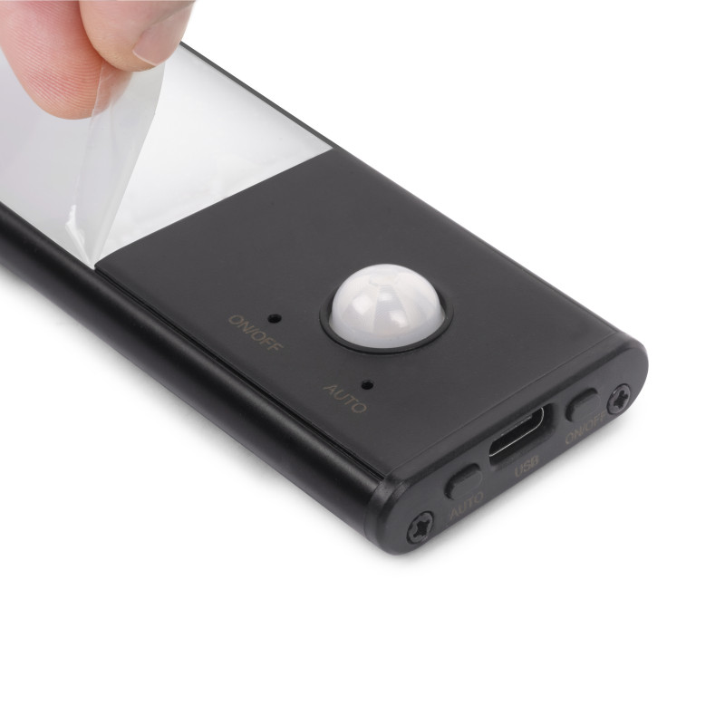 Lampada LED ricaricabile con USB Kaus Black con sensore di movimento, L400mm, Tecnoplastica e Alluminio, Verniciato nero