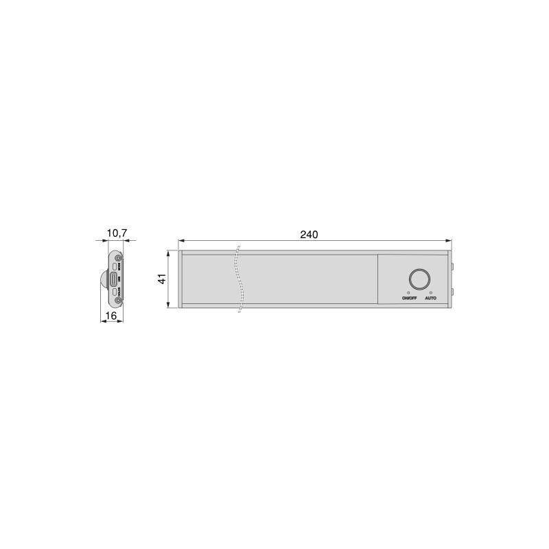 Lampada LED ricaricabile con USB Kaus Black con sensore di movimento, L400mm, Tecnoplastica e Alluminio, Verniciato nero