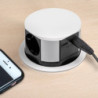 Multiconnettore Vertikal Push diametro 100mm, 3 spine di tipo Schuko, 1 USB tipo A, 1 USB tipo C, Acciaio e Tecnoplastica