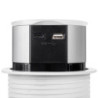 Multiconnettore Vertikal Push diametro 100mm, 3 spine di tipo Schuko, 1 USB tipo A, 1 USB tipo C, Acciaio e Tecnoplastica