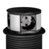Multiconnettore Vertikal Push diametro 100mm, 3 spine di tipo Schuko, 1 USB tipo A, 1 USB tipo C, Acciaio e Tecnoplastica