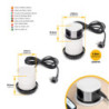 Multiconnettore Vertikal Push diametro 100mm, 3 spine di tipo Schuko, 1 USB tipo A, 1 USB tipo C, Acciaio e Tecnoplastica