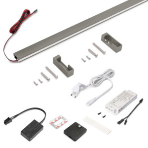 Kit barra per armadio Luxe, striscia LED 4,5x8 Neonlynx V, sensore di movimento RF Smart e convertitore Smart (24V DC), lu