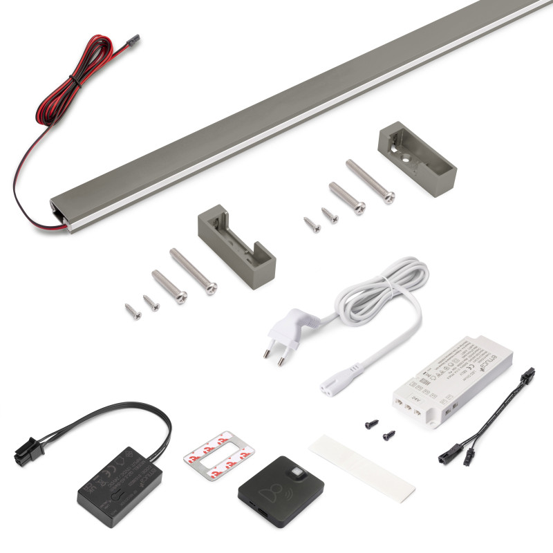 Kit barra per armadio Luxe, striscia LED 4,5x8 Neonlynx V, sensore di movimento RF Smart e convertitore Smart (24V DC), lu