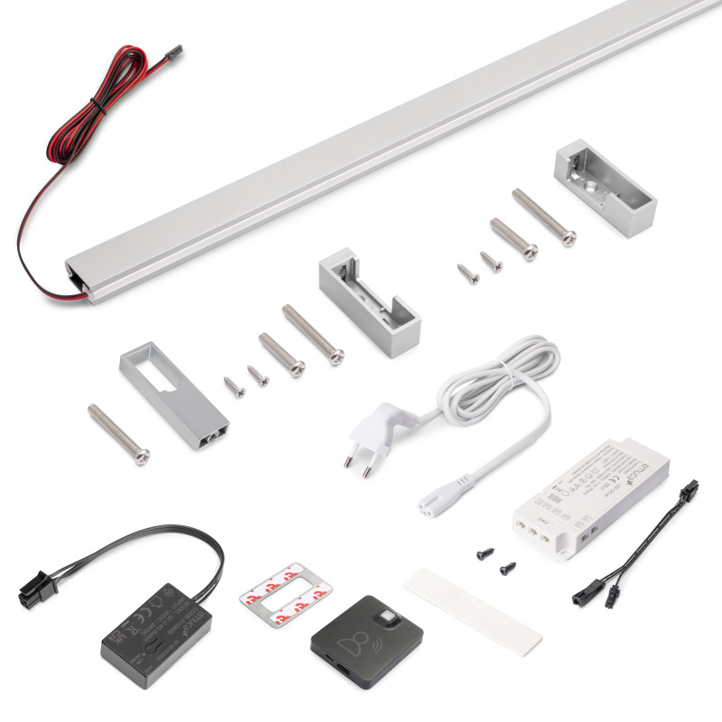 Kit di ferramenta per armadio 2 ante e chiusura ammortizzata Placard 74, Modello Maniglia Sharp, spessore 16 mm, pannelli