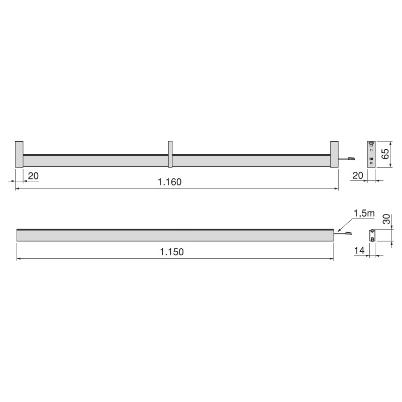 Kit di ferramenta per armadio 2 ante e chiusura ammortizzata Placard 74, Modello Maniglia Sharp, spessore 16 mm, pannelli