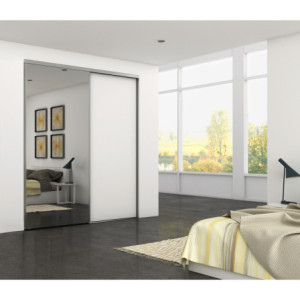 Zoom Emuca Kit di ferramenta per armadio a 2 porte scorrevoli e chiusura ammortizzata Placard 81, profilo Wave, spessore 18 mm, panne