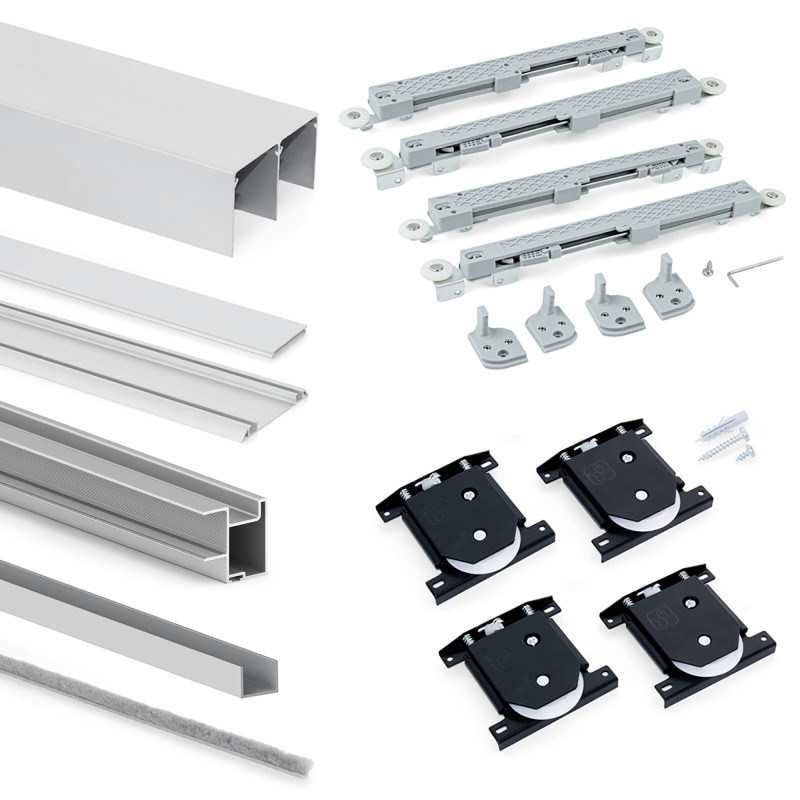 Kit di ferramenta per armadio a 2 ante e chiusura ammortizzata Placard 90, profilo Vall, spessore 19 mm, pannelli non incl