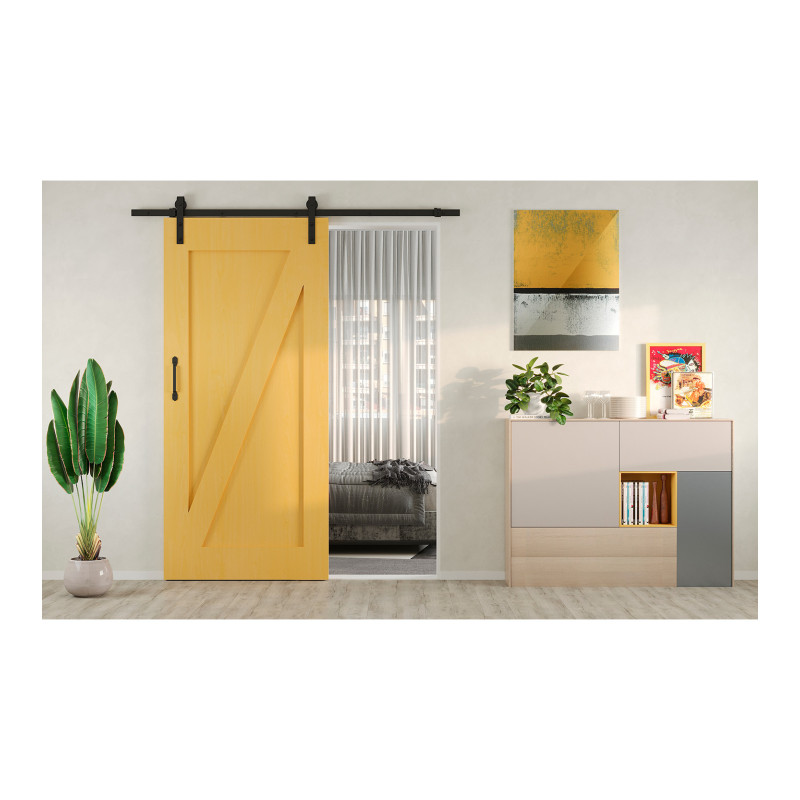 Kit di ferramentaper porta scorrevole appesa in legno Barn, con chiusura soft, pannelli non inclusi, Acciaio e Tecnoplasti