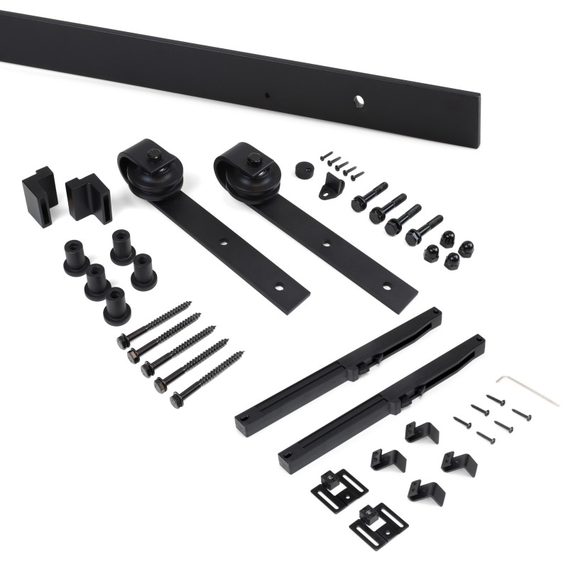 Kit di ferramentaper armadio 2 ante scorrevoli e chiusura soft Flow con binari incassati 2,35 m, pannelli non inclusi, Ano