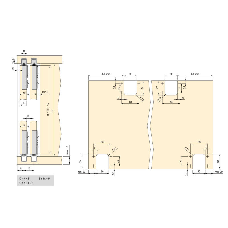 Kit di ferramenta per armadio 2 ante scorrevoli pieghevoli con chiusura soft Twofold, per 4 pannelli non inclusi, Con guid