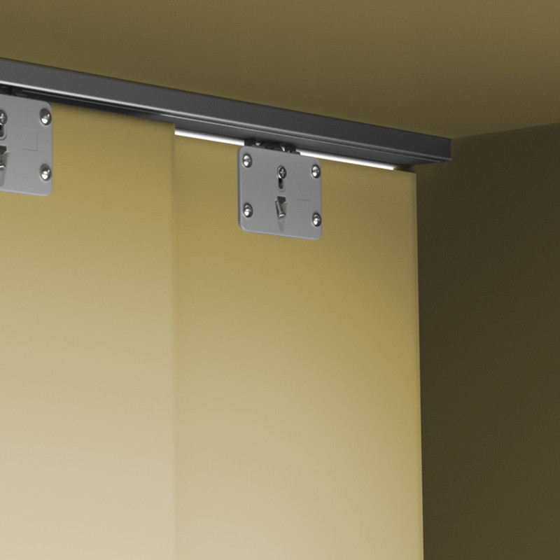 Kit di ferramenta per armadio 2 con porte scorrevoli e chiusura soft Flow2 con binari incassati 2,35 m, pannelli non inclu
