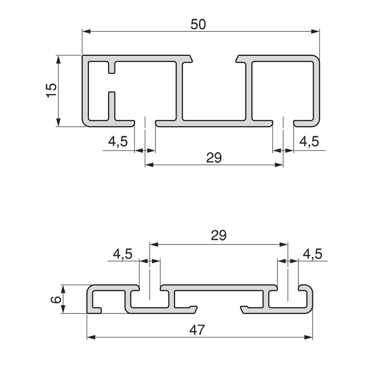Kit di ferramenta per armadio 2 con porte scorrevoli e chiusura soft Flow2 con binari incassati 2,35 m, pannelli non inclu