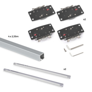 Zoom Kit di ferramenta per armadio 2 con porte scorrevoli e chiusura soft Flow2 con binari incassati 2,35 m, pannelli non inclu
