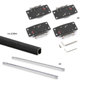 Zoom Emuca Sistema Flow 2 da superficie in kit per un armadio con 2 ante scorrevoli in legno supportate da chiusura ammortizzata