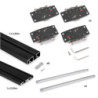 Sistema Flow 2 da superficie in kit per un armadio con 2 ante scorrevoli in legno supportate da chiusura ammortizzata