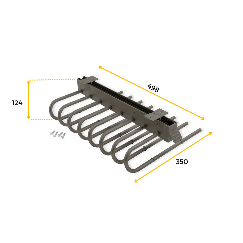 Appendiabiti estraibile per armadio, Alluminio, Verniciato nero