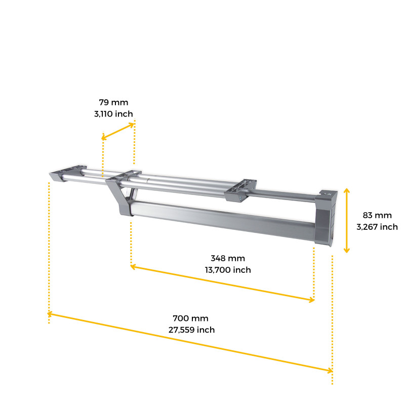 Emuca Portapantaloni estraibile, Destro, Acciaio e Tecnoplastica, Verniciato alluminio