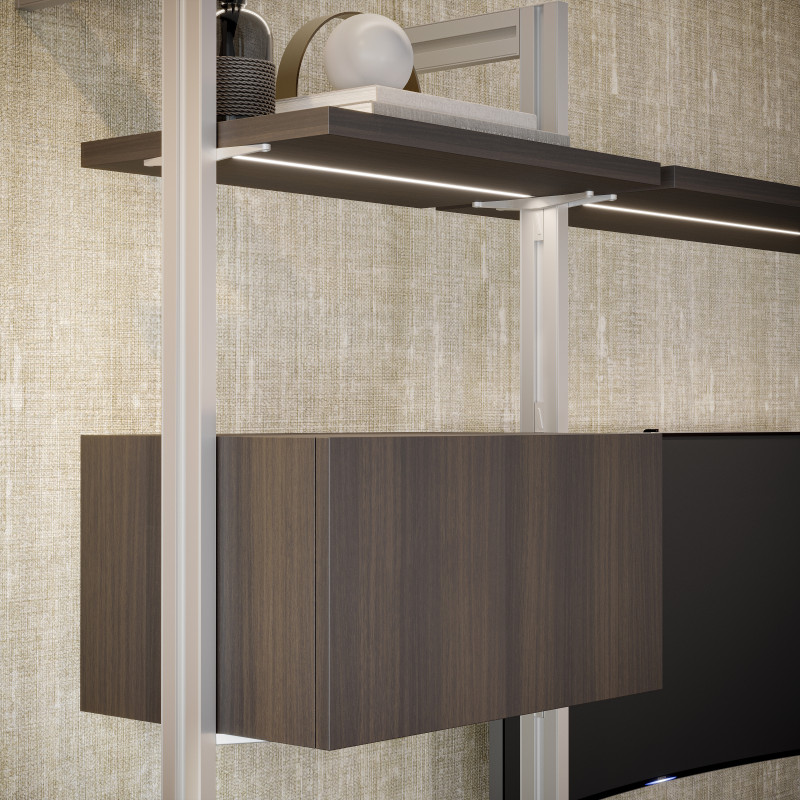 Emuca Kit di staffe per 3 ripiani in legno e 1 modulo per struttura Zero, Zama, Verniciato nero testurizzato