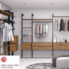Kit di staffe per 1 ripiano in legno, 1 modulo e 1 asta di sospensione lunghezza 1m Zero, Zama, colore Grigio pietra verni